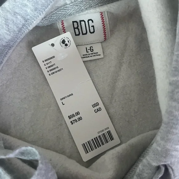 NWT BDG Urban Outfitters Gray Pullover Hoodie Sweatshirt Size L - Picture 6 of 16